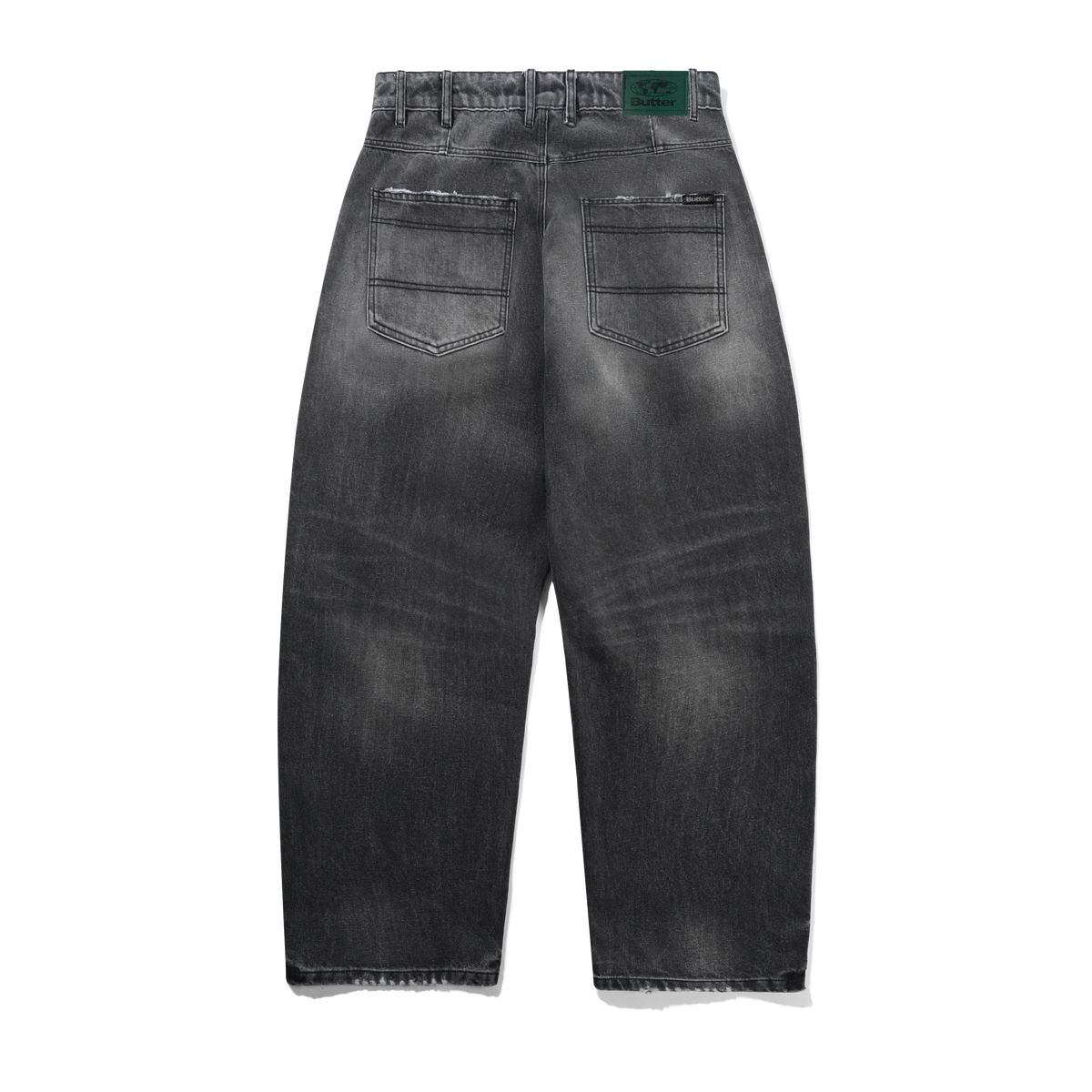 Wide Cut Denim Jeans, Distressed Grey