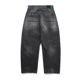 Wide Cut Denim Jeans, Distressed Grey