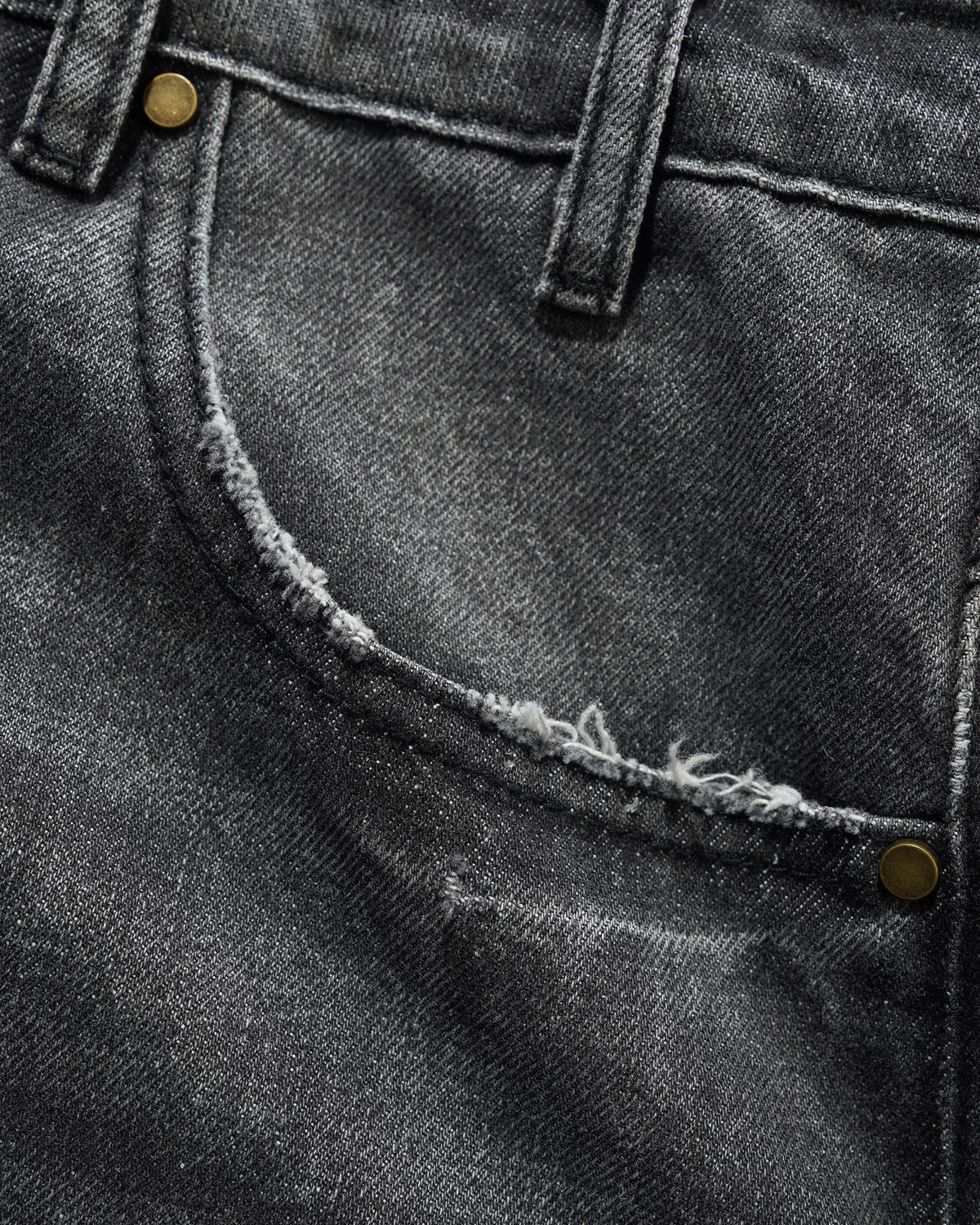 Wide Cut Denim Jeans, Distressed Grey