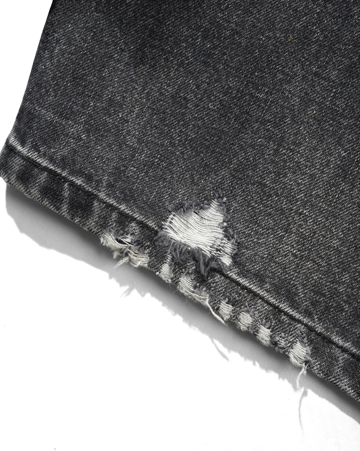 Wide Cut Denim Jeans, Distressed Grey