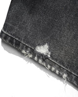 Wide Cut Denim Jeans, Distressed Grey
