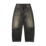 Wide Cut Denim Jeans, Faded Brown Wash