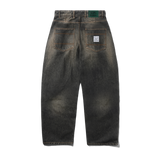 Wide Cut Denim Jeans, Faded Brown Wash