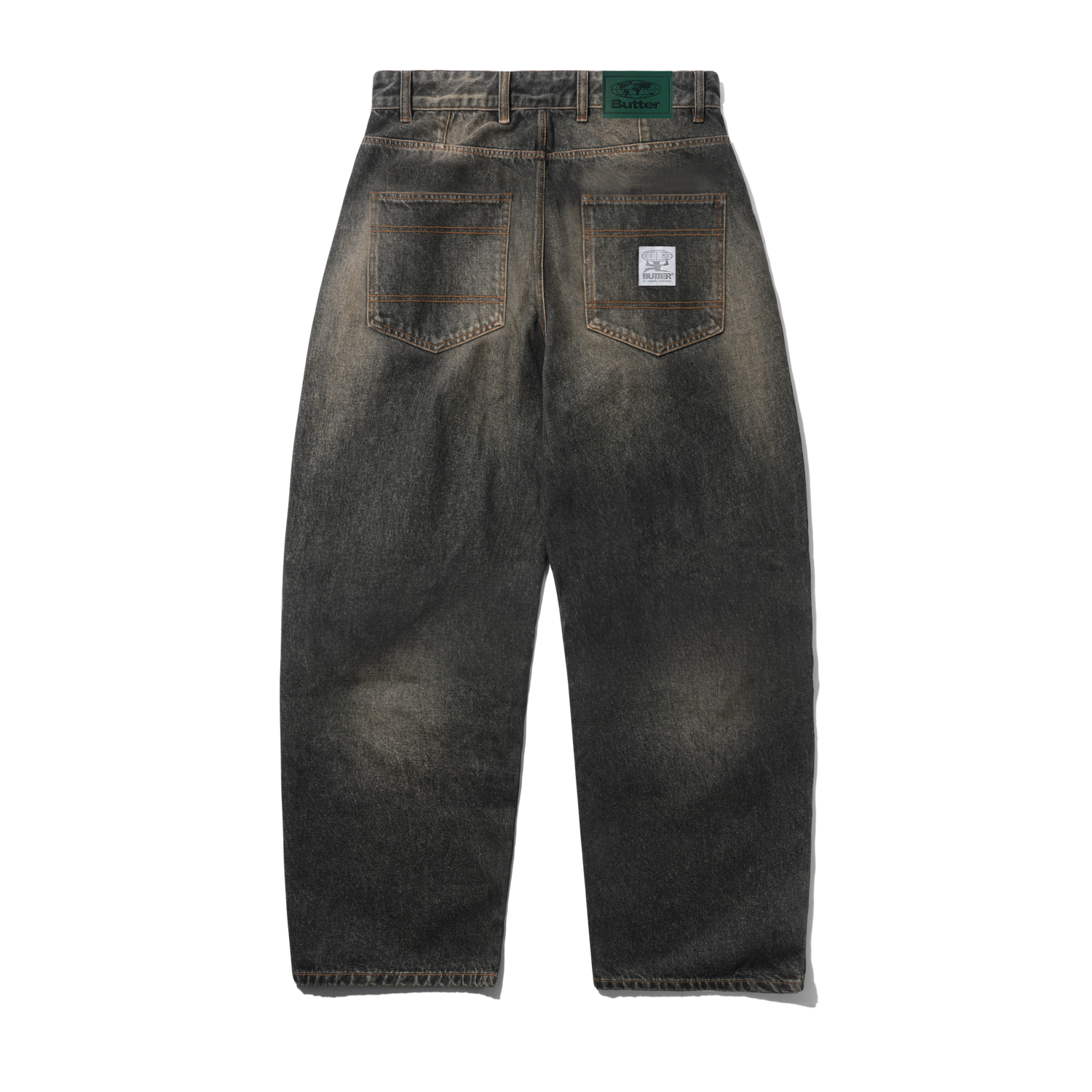 Wide Cut Denim Jeans, Faded Brown Wash