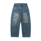 Wide Cut Denim Jeans, Faded Work Blue