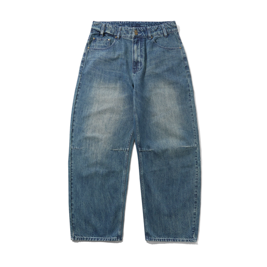 Wide Cut Denim Jeans, Faded Work Blue