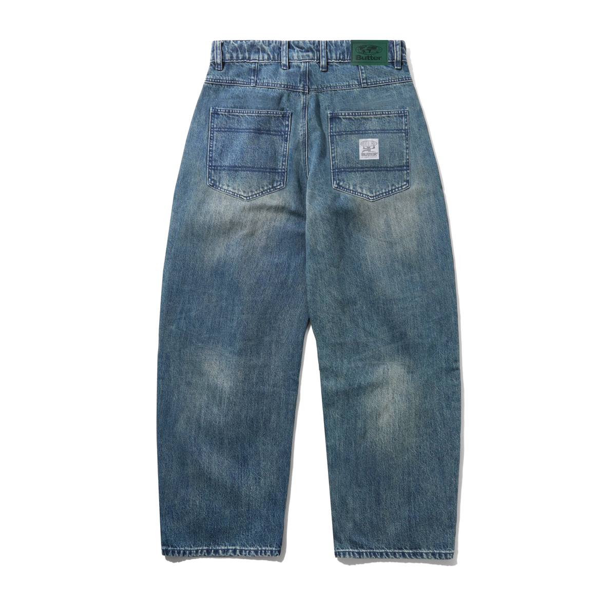 Wide Cut Denim Jeans, Faded Work Blue