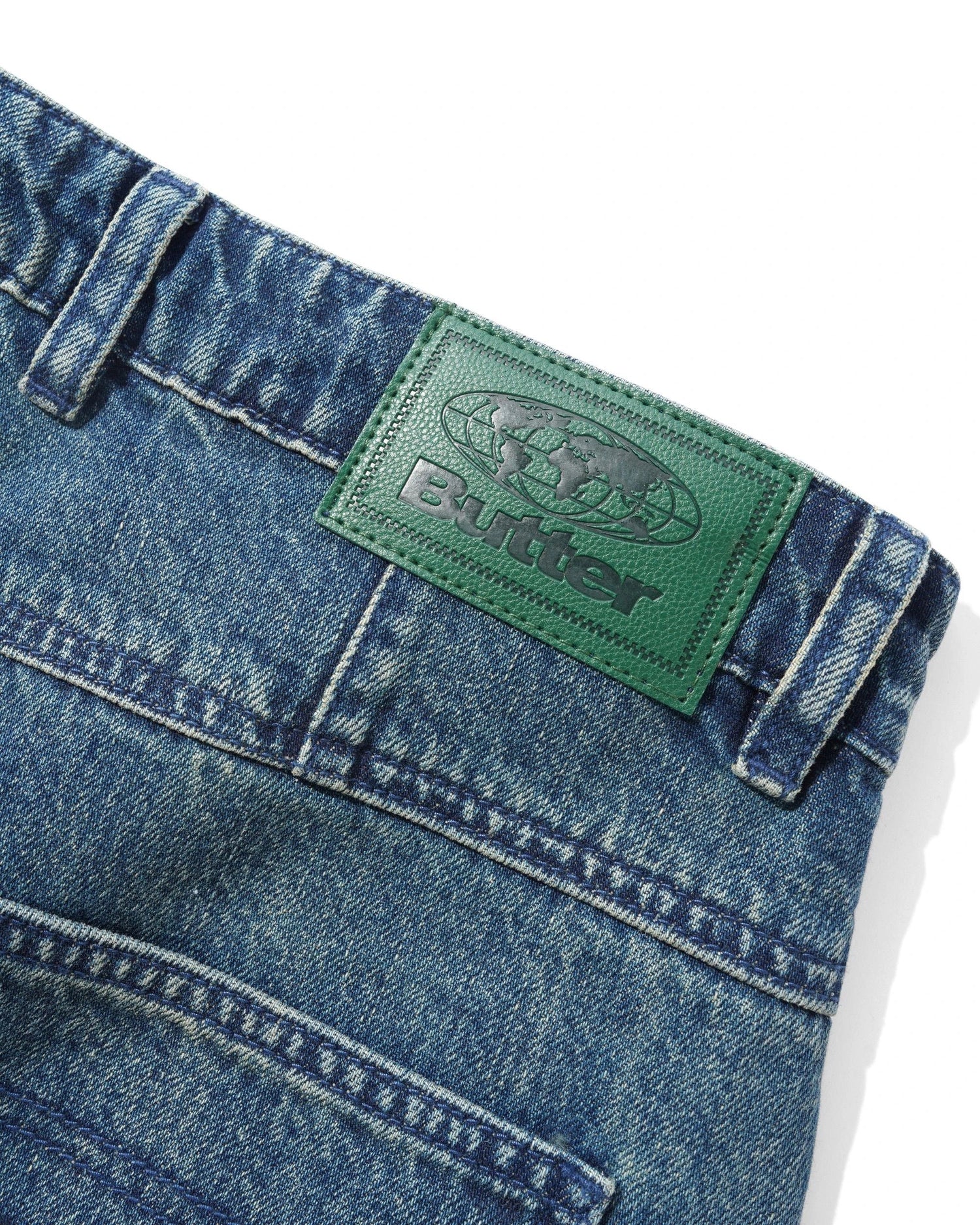 Wide Cut Denim Jeans, Faded Work Blue
