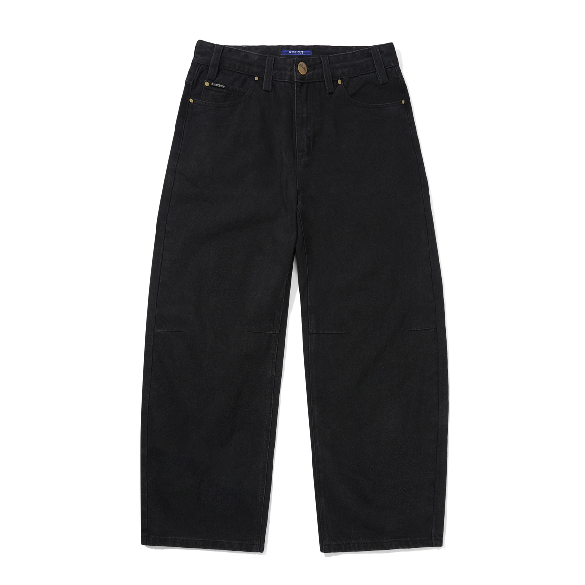 Wide Cut Denim Jeans, Flat Black