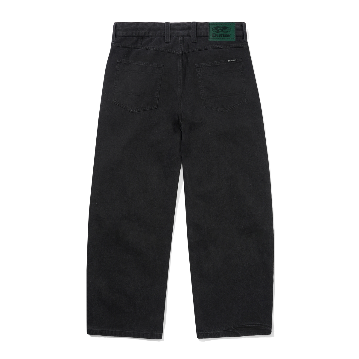 Wide Cut Denim Jeans, Flat Black
