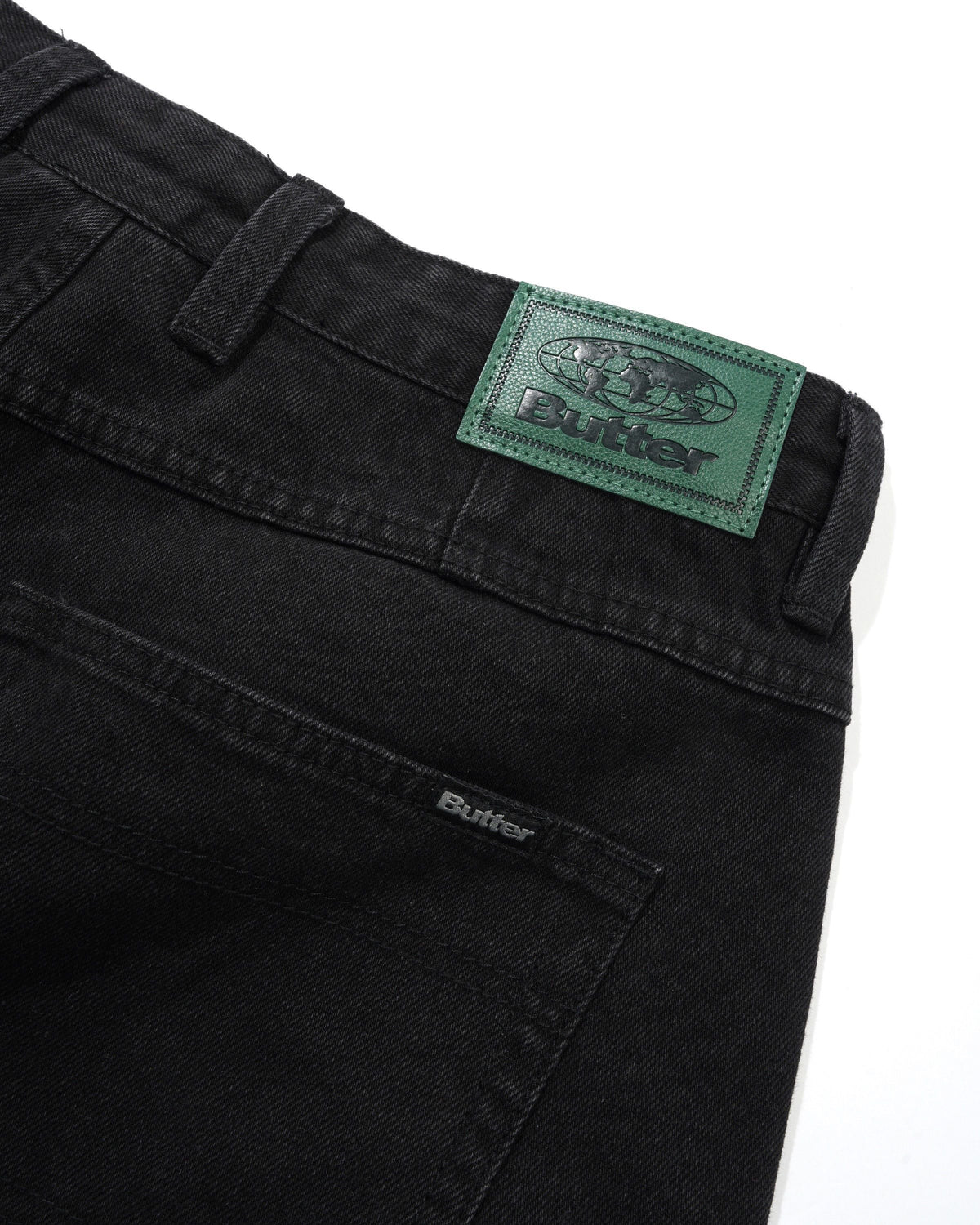 Wide Cut Denim Jeans, Flat Black