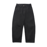 Wide Cut Denim Jeans, Flat Black Selvedge
