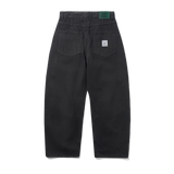 Wide Cut Denim Jeans, Flat Black Selvedge