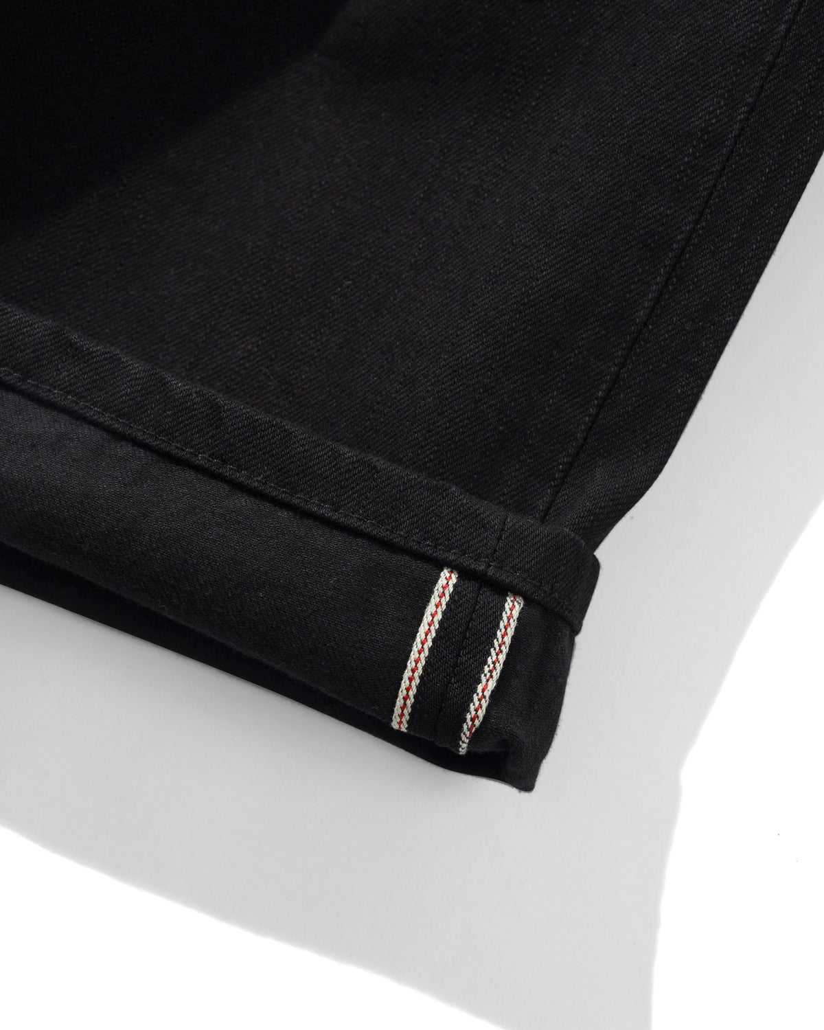 Wide Cut Denim Jeans, Flat Black Selvedge