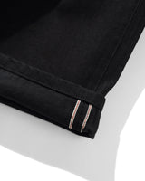 Wide Cut Denim Jeans, Flat Black Selvedge