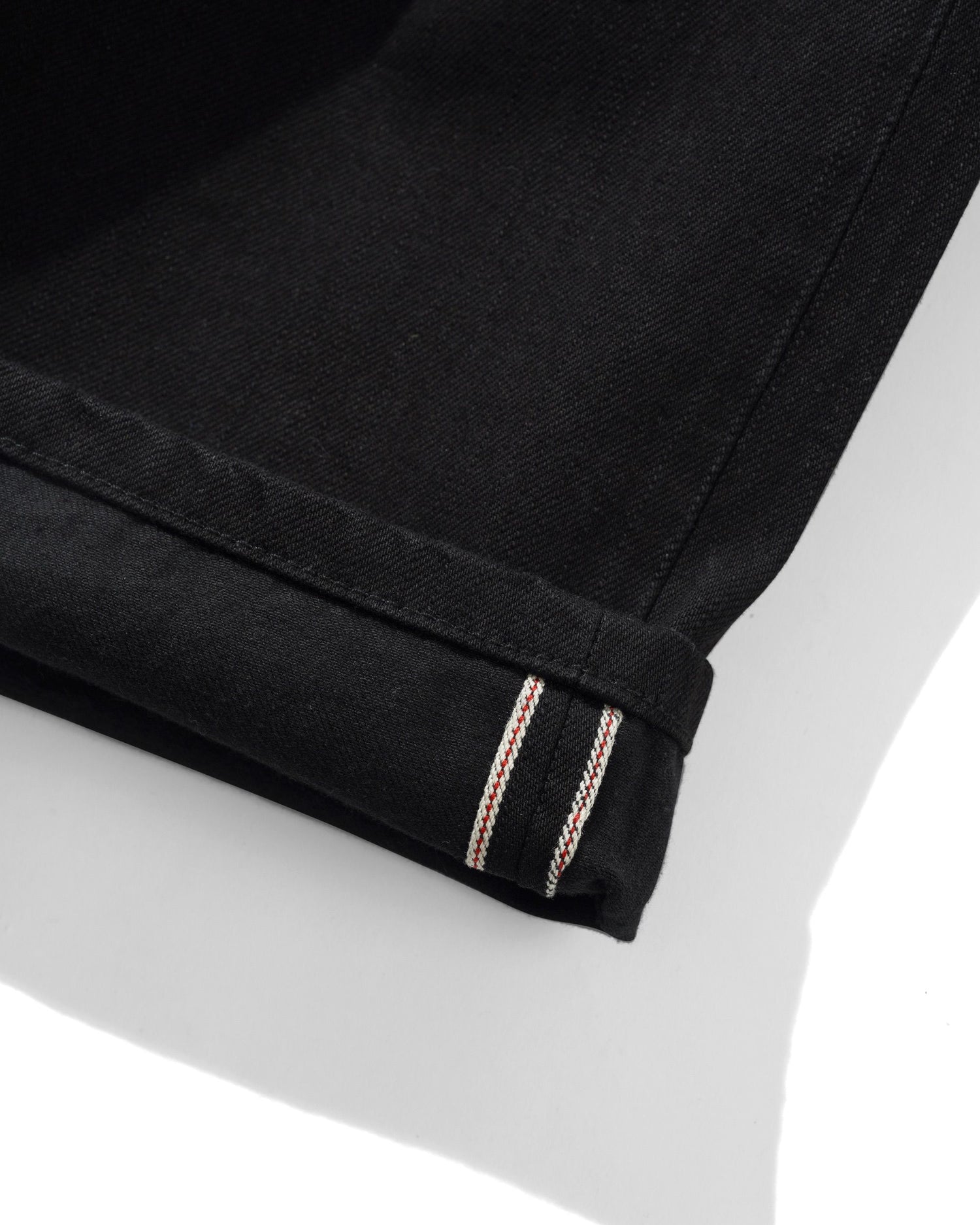 Wide Cut Denim Jeans, Flat Black Selvedge