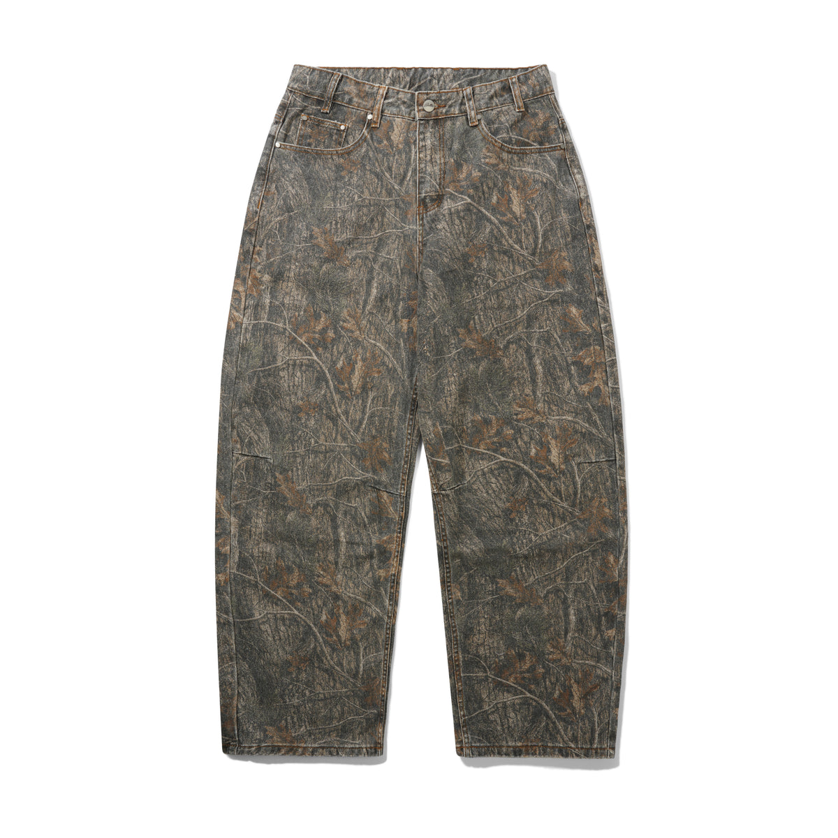 Wide Cut Denim Jeans, Forest Camo