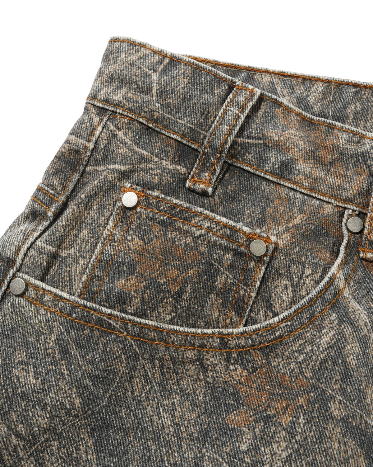 Wide Cut Denim Jeans, Forest Camo