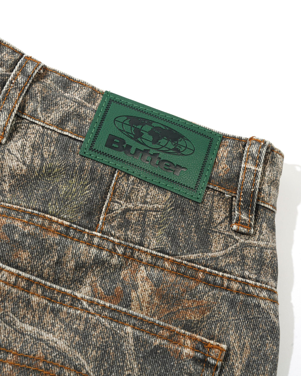 Wide Cut Denim Jeans, Forest Camo