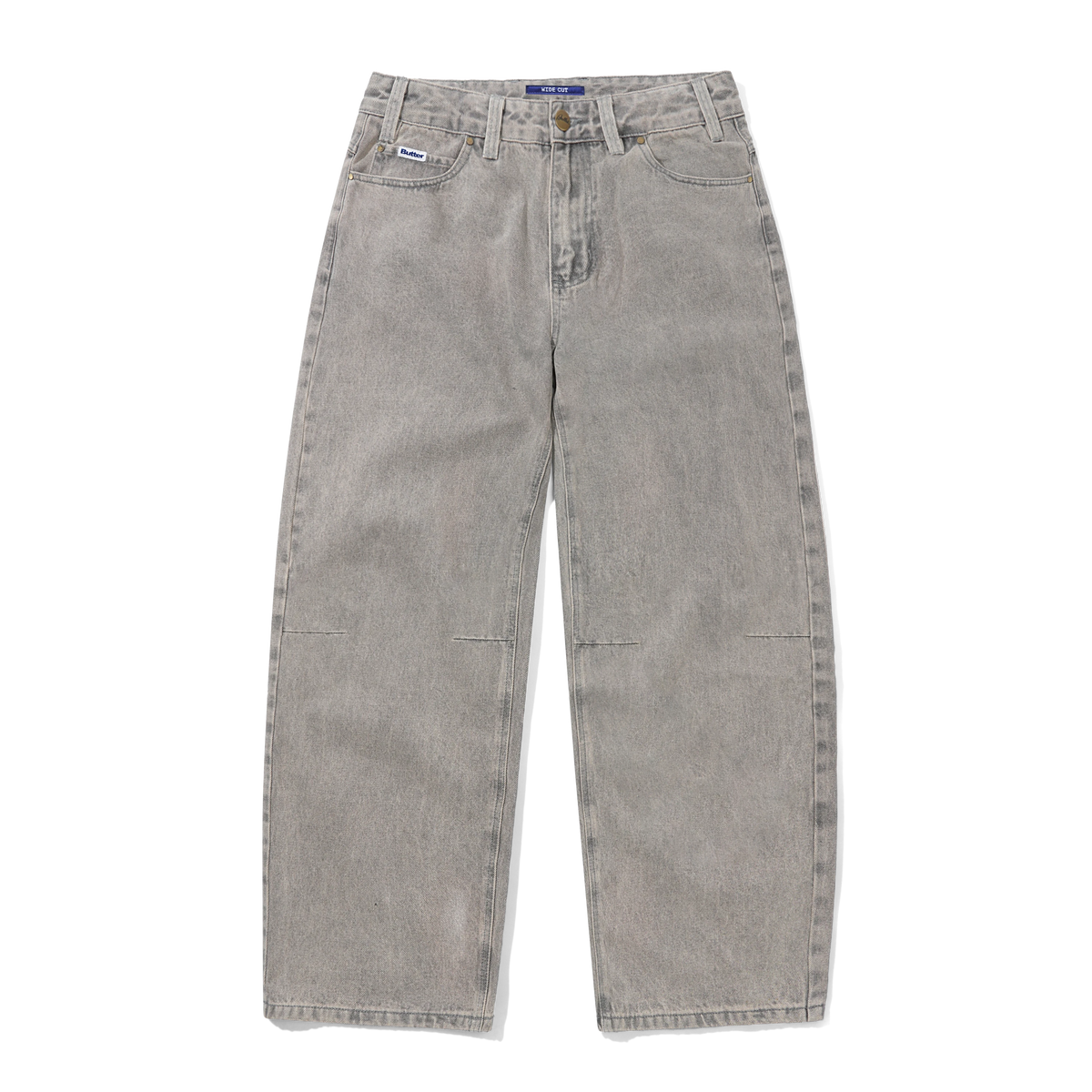 Wide Cut Denim Jeans, Grey Wash