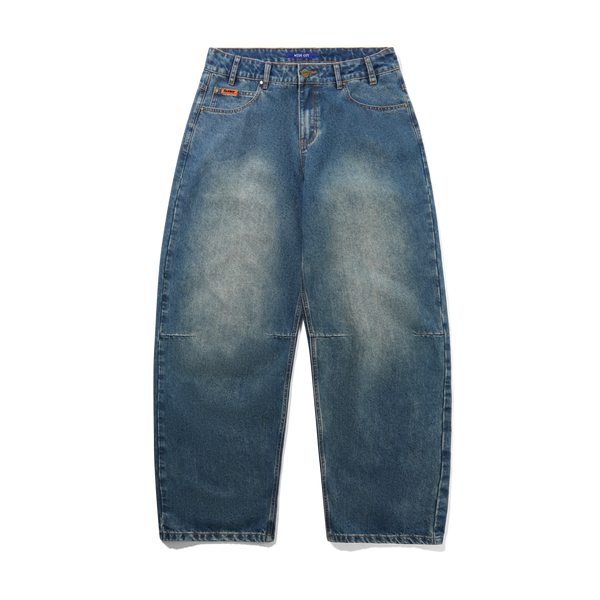 Butter Goods Wide Cut Denim Jeans, Mid Streaky Blue