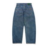 Wide Cut Denim Jeans, Mid Streaky Blue