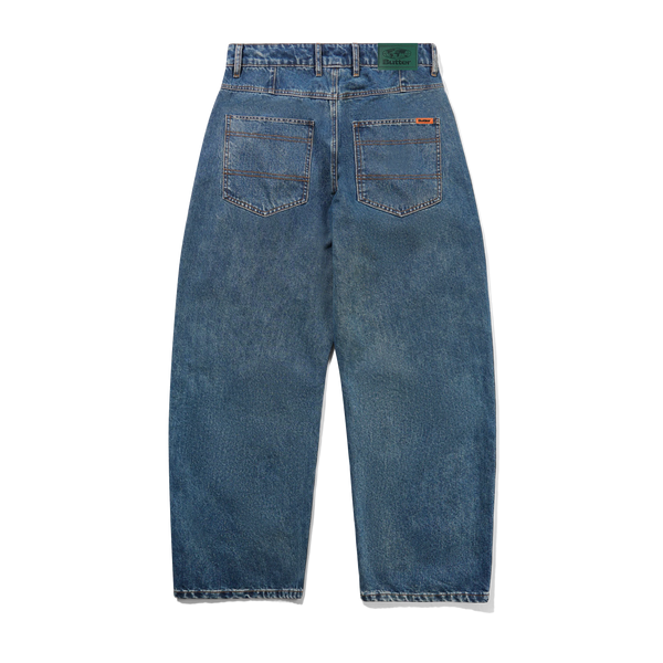 Butter Goods Wide Cut Denim Jeans, Mid Streaky Blue