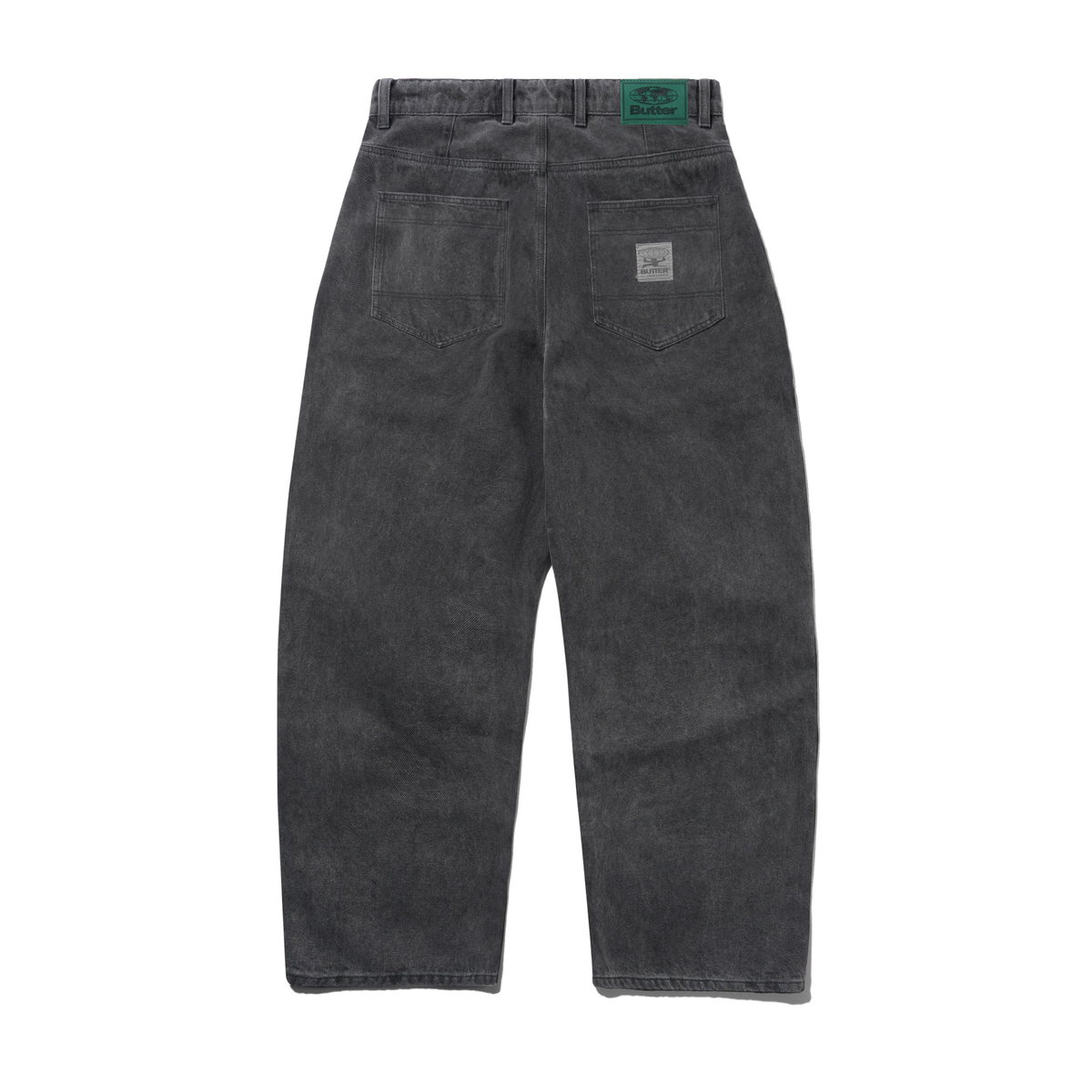 Wide Cut Denim Jeans, Rinsed Black