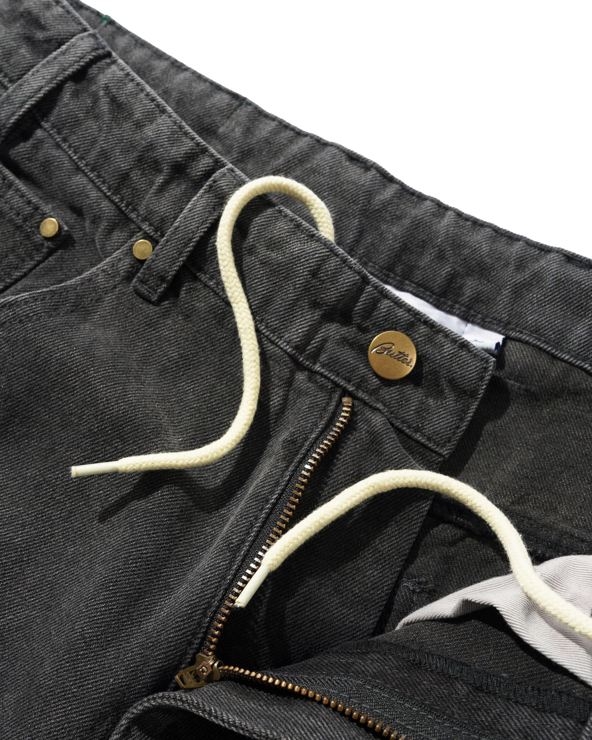 Wide Cut Denim Jeans, Rinsed Black