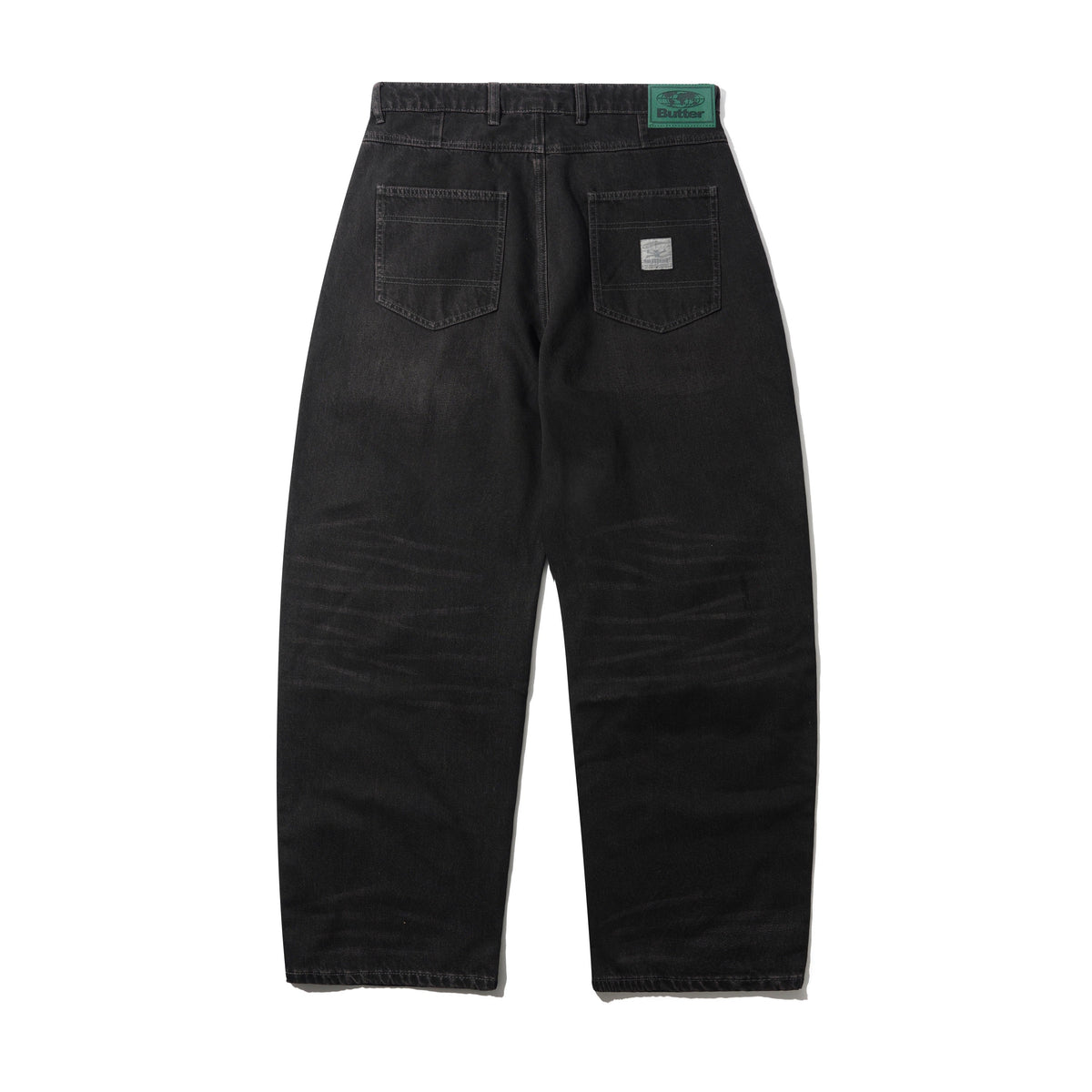Wide Cut Denim Jeans, Tinted Black