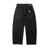 Wide Cut Denim Jeans, Tinted Black