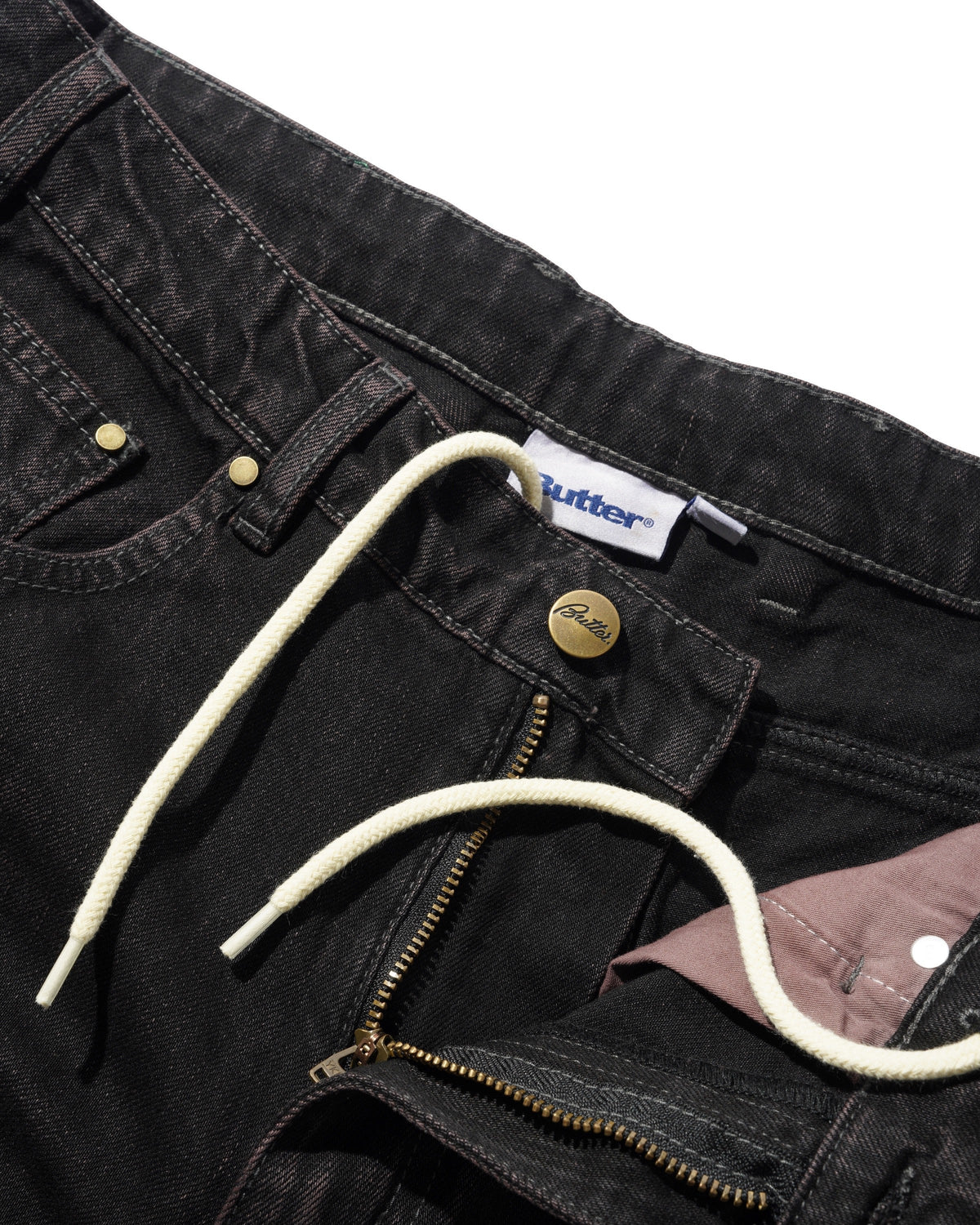 Wide Cut Denim Jeans, Tinted Black