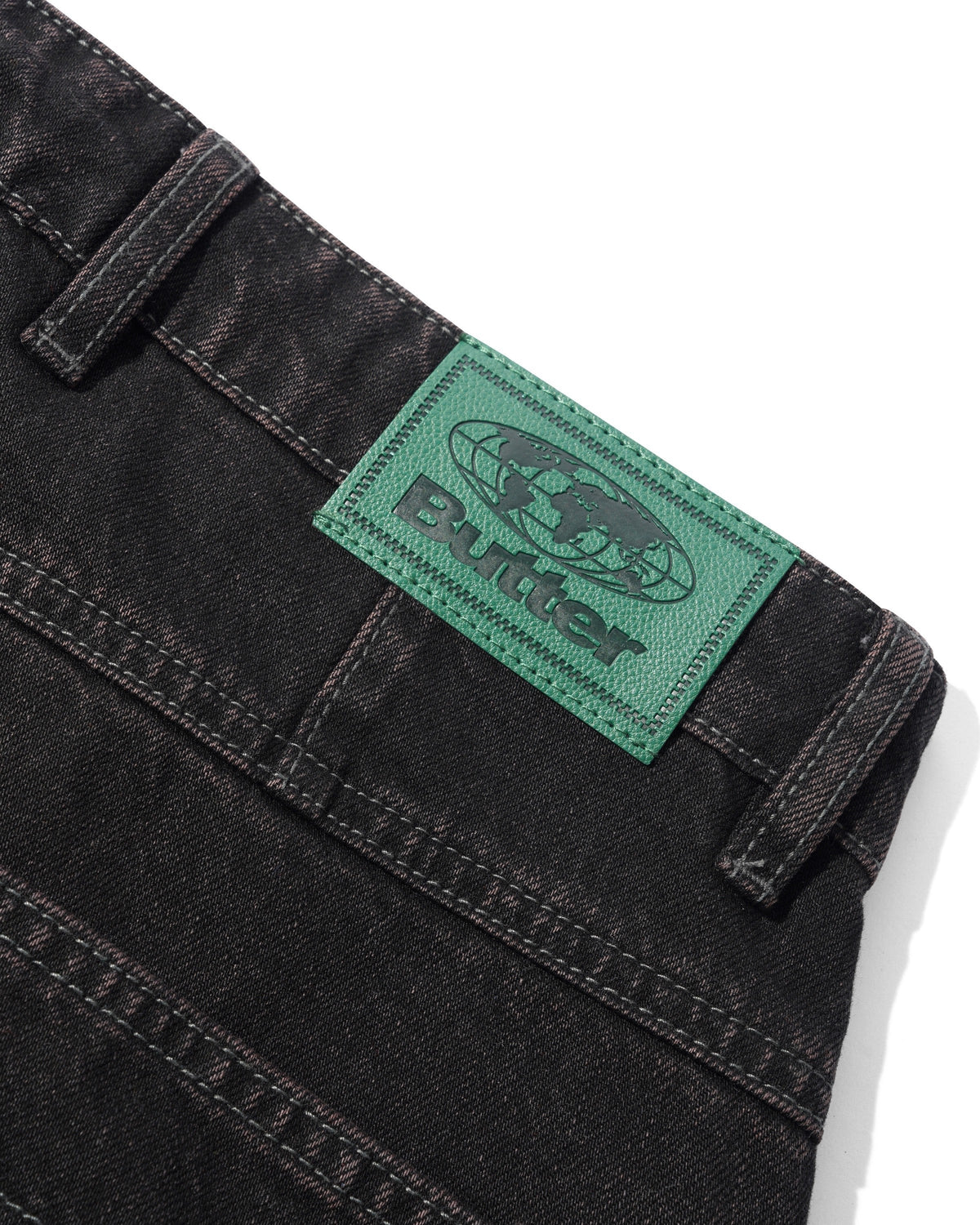 Wide Cut Denim Jeans, Tinted Black