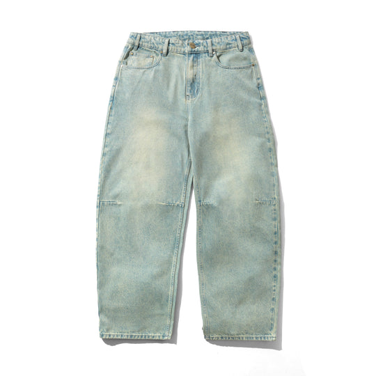 Wide Cut Denim Jeans, Tinted Blue Wash