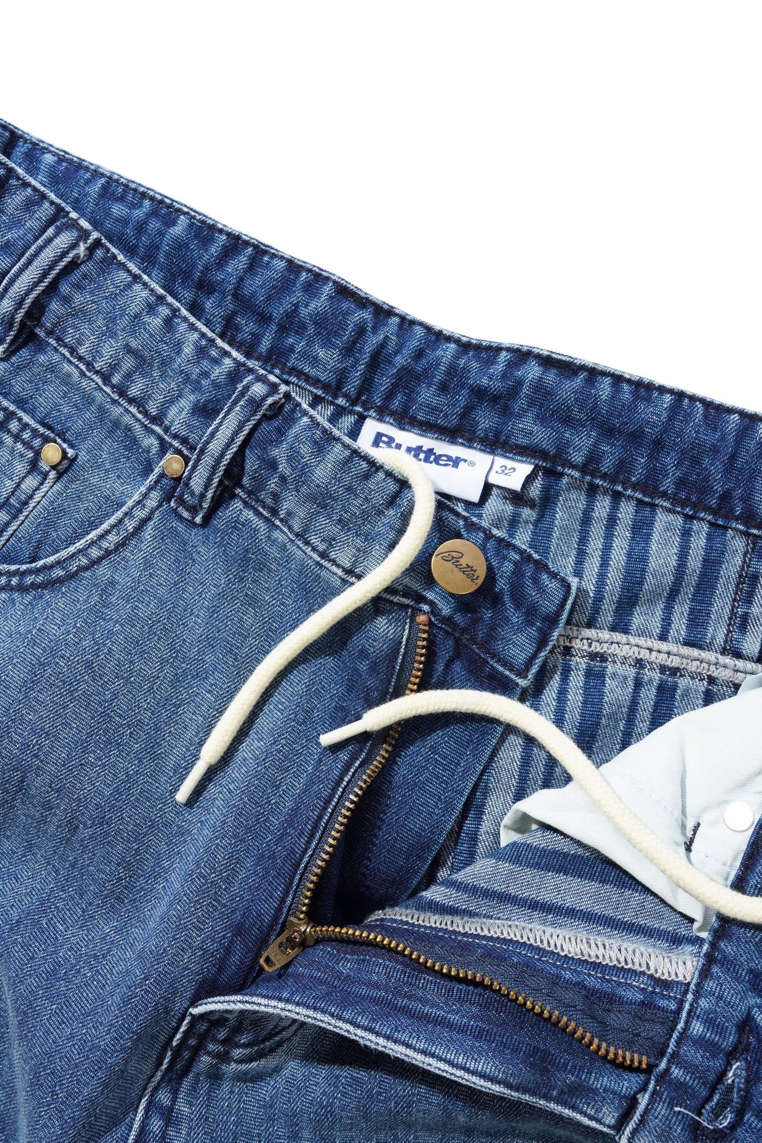 Wide Cut Denim Jeans, Vertical Stripe