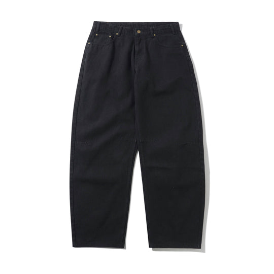 Wide Cut Denim Jeans, Dark Washed Black