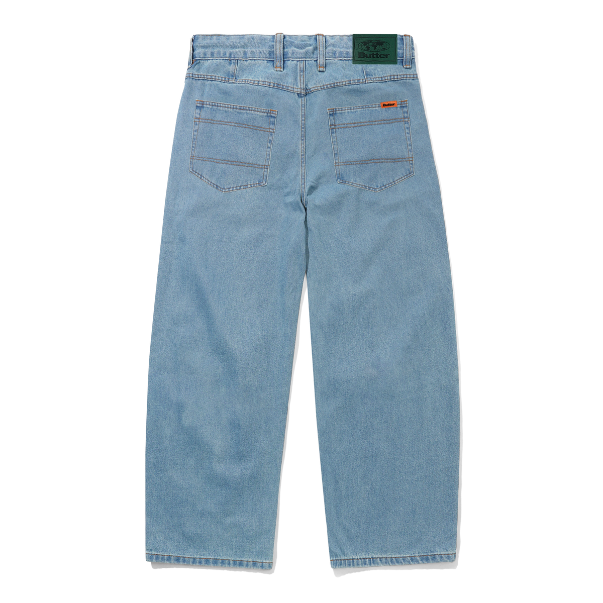 Wide Cut Denim Jeans, Washed Indigo