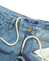 Wide Cut Denim Jeans, Washed Indigo