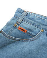 Wide Cut Denim Jeans, Washed Indigo
