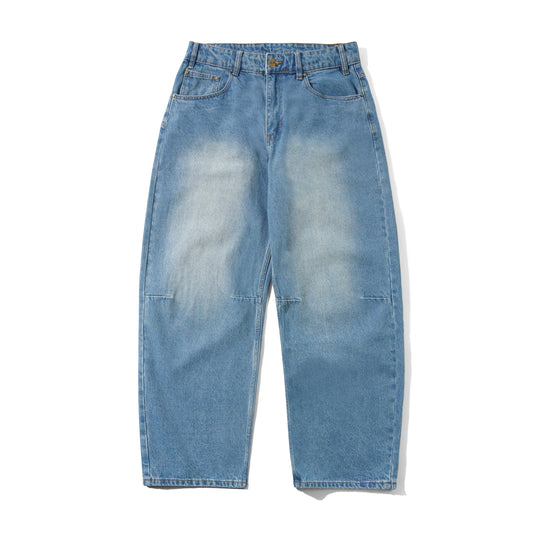 Wide Cut Denim Jeans, Worn Indigo