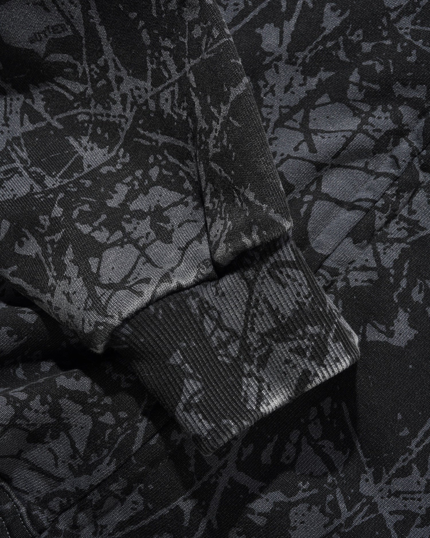 Woods Camo Zip-Thru Hood, Washed Black