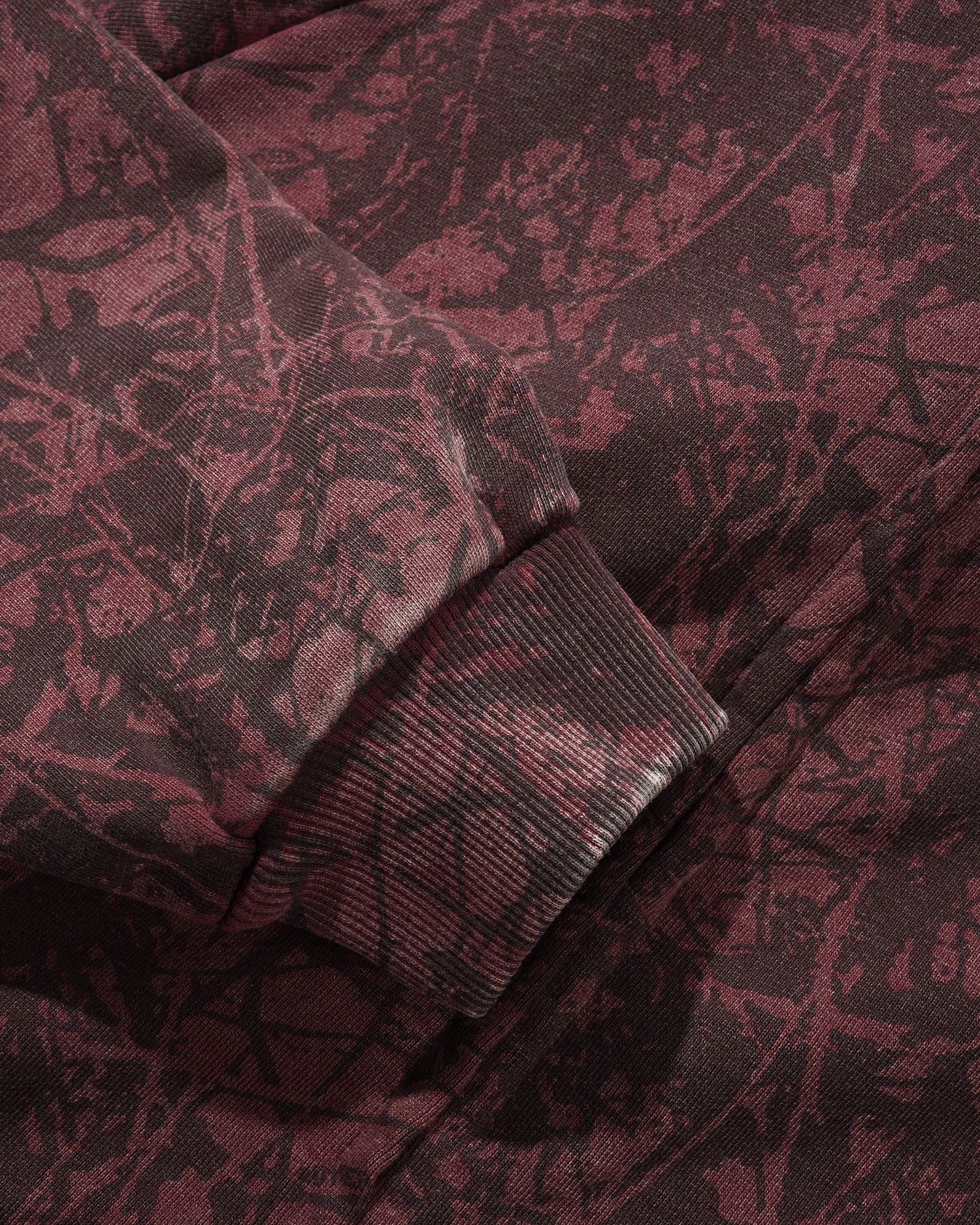 Woods Camo Zip-Thru Hood, Washed Burgundy