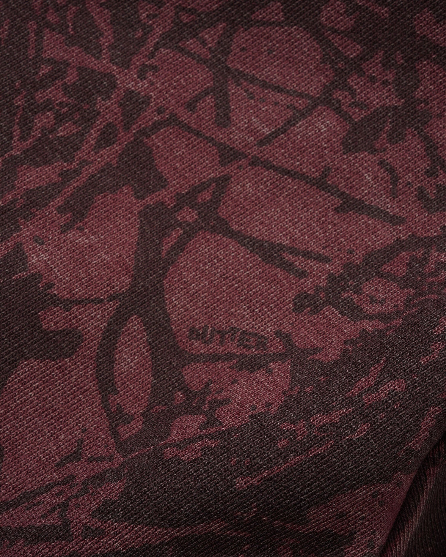 Woods Camo Zip-Thru Hood, Washed Burgundy
