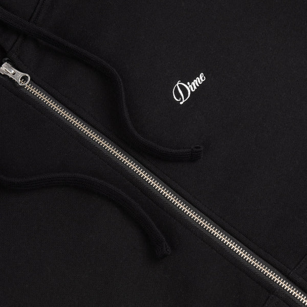 Dime Cursive Zip-Thru Pullover Hood, Black