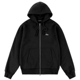 Cursive Zip-Thru Pullover Hood, Black