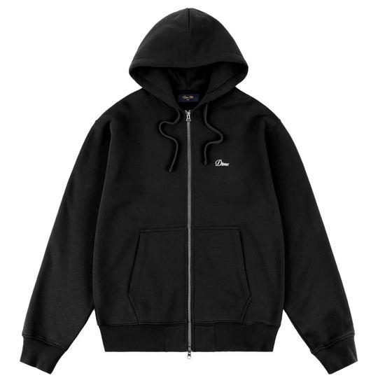Cursive Zip-Thru Pullover Hood, Black