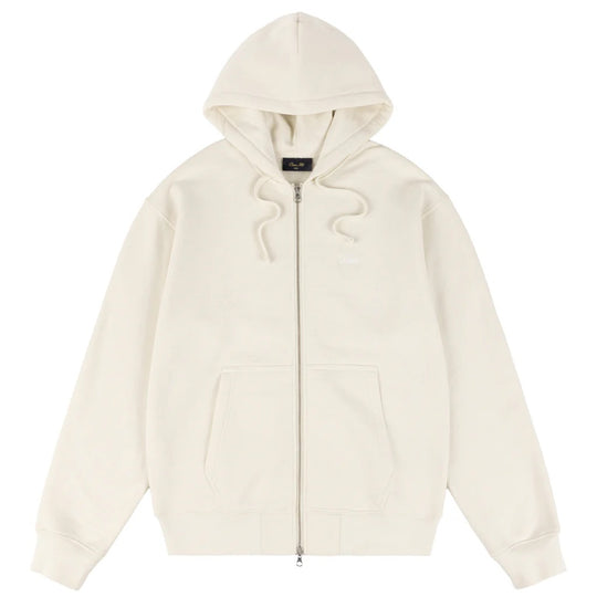 Cursive Zip-Thru Pullover Hood, Natural