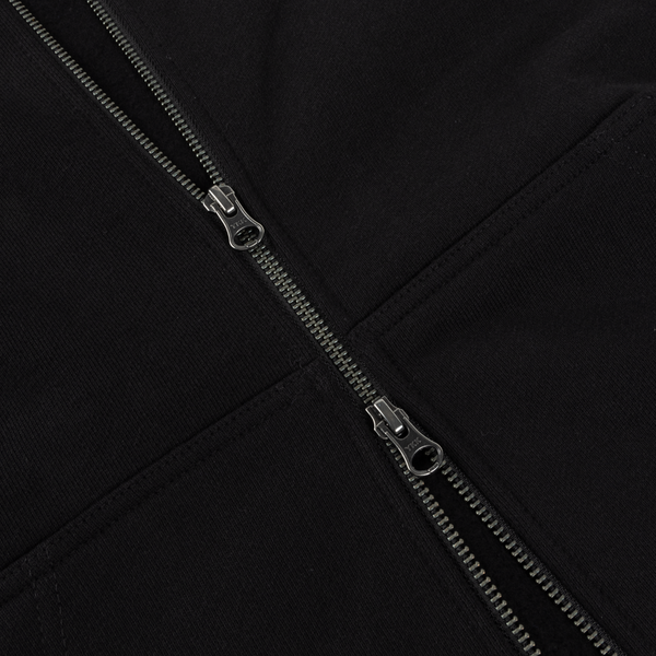 Dime Cursive Small Logo Zip-Thru Pullover Hood, Black