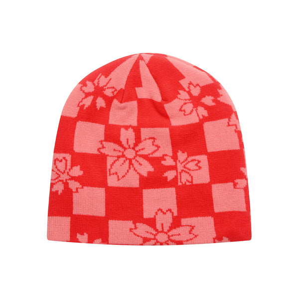 b.Eautiful Sakura Checker Beanie, Red