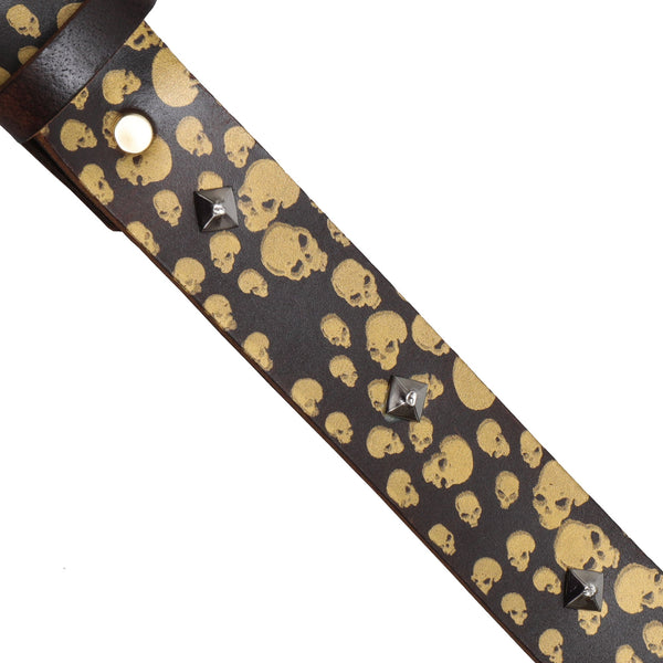 Personal Skulls Leather Belt, Brown